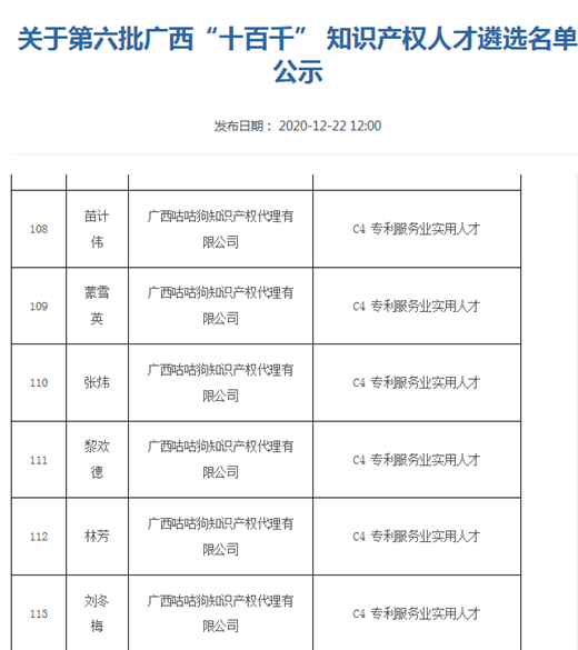 掌声鼓励，咕咕狗6名员工被评为广西“十百千” 知识产权实用人才-图2